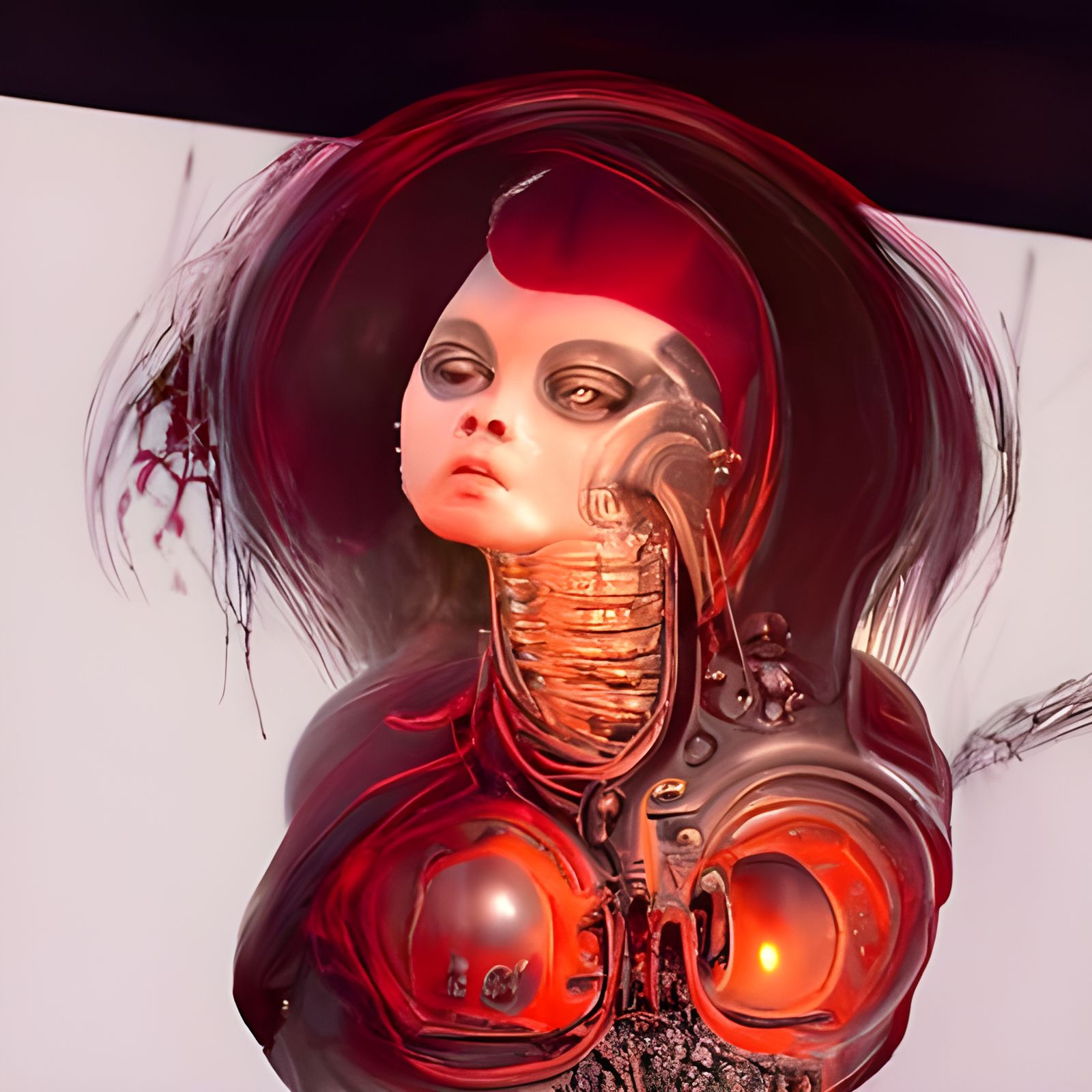 Alien in a red dress