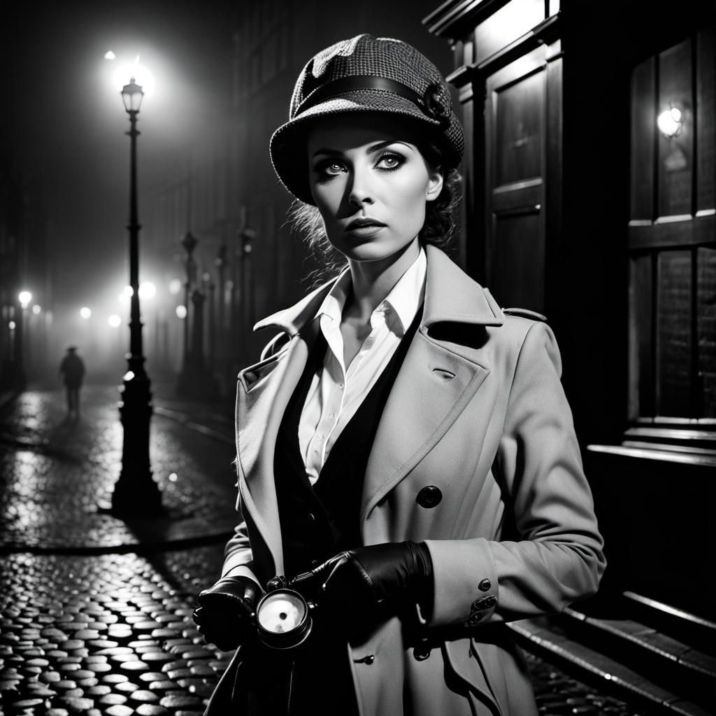 Detective with Vintage Magnifying Glass