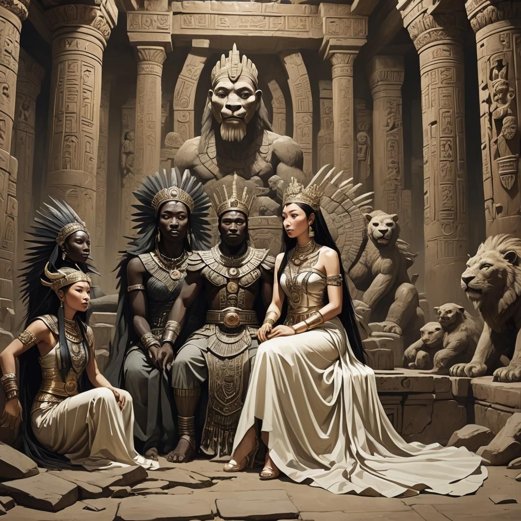 King Nimrod Yakuta with his wives in his palace