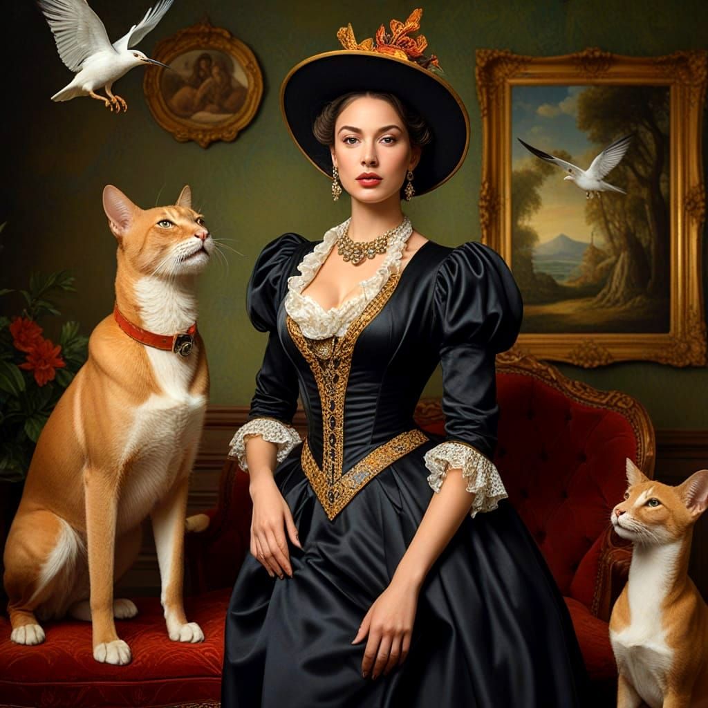 Elegant Lady in Whimsical Surroundings