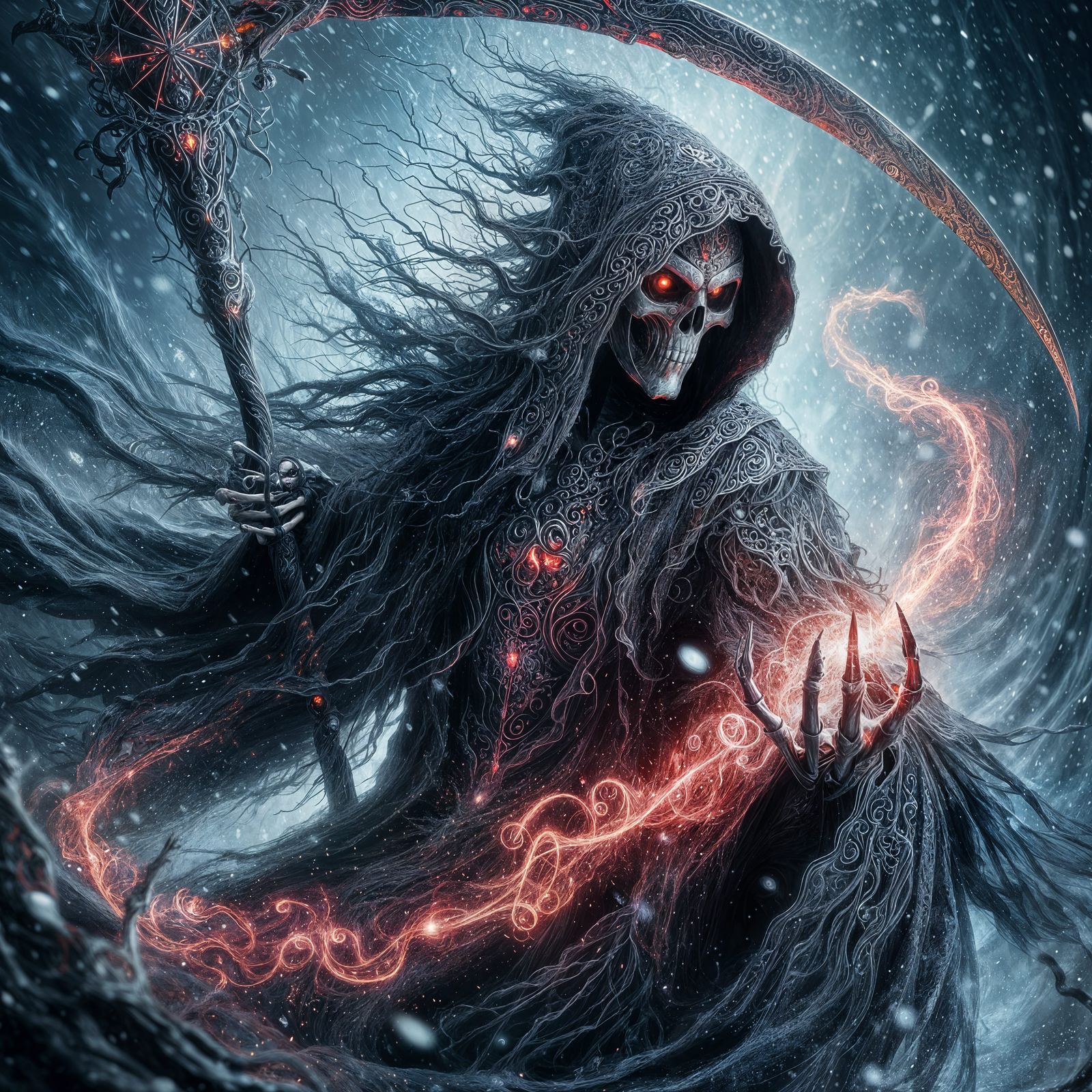 Grim Reaper with Snow / mist background by DALL-E 3 (04)