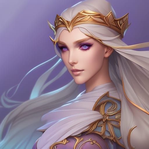 a princess with blue eyes and purple makeup