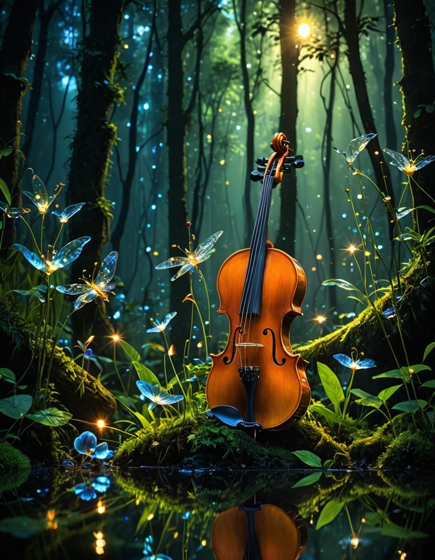 Against dark magical forest background :: by Miki Asai, by W...