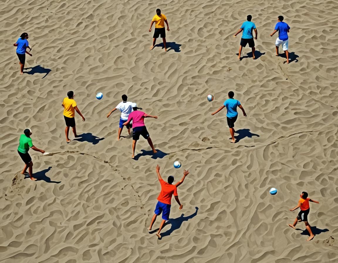 playing volleyball on the beach