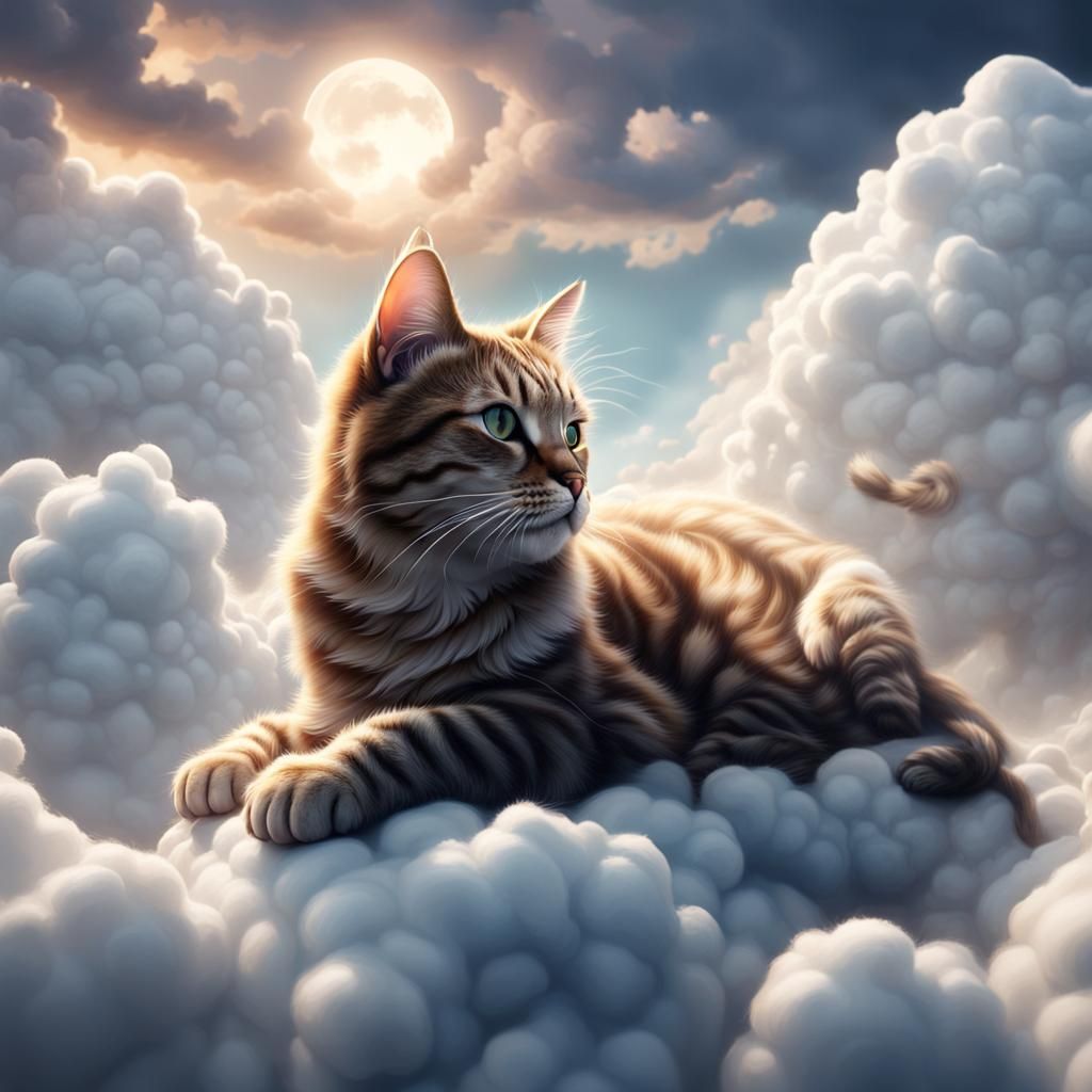 Cloud Cat Lounging on Clouds
