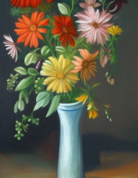 Flowers in a vase, K_HEUN, 85% prompt weight