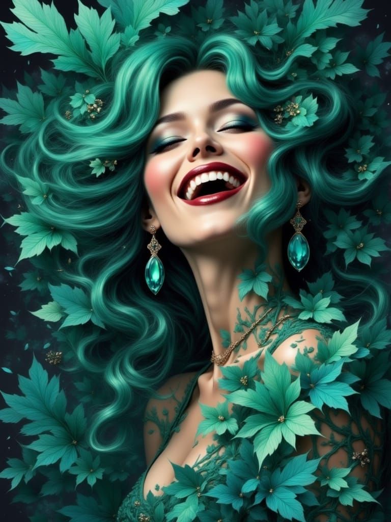 Whimsical Goddess of Vibrant Jewels in Ethereal Style