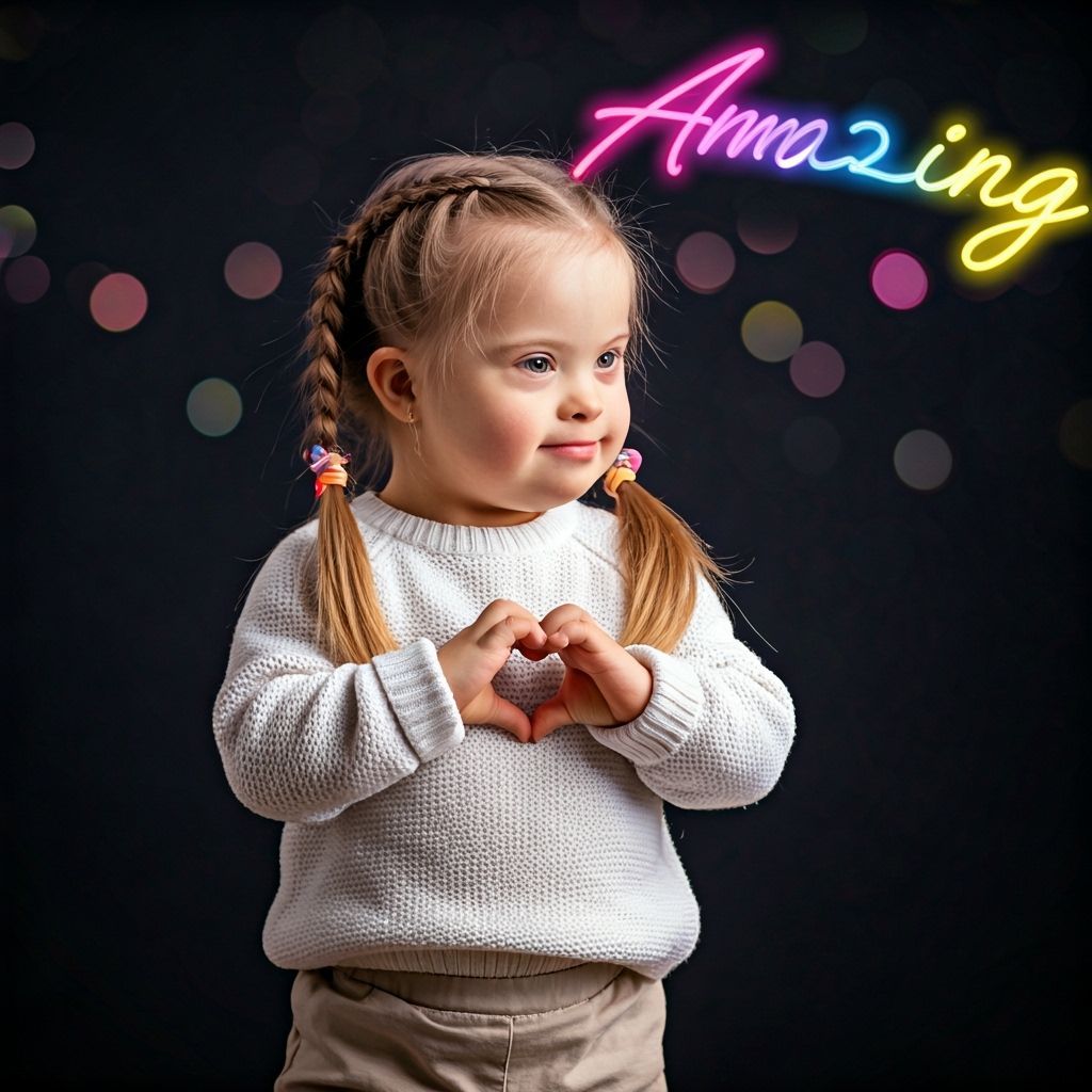 Touching Portrait of Girl With Down Syndrome Smiling