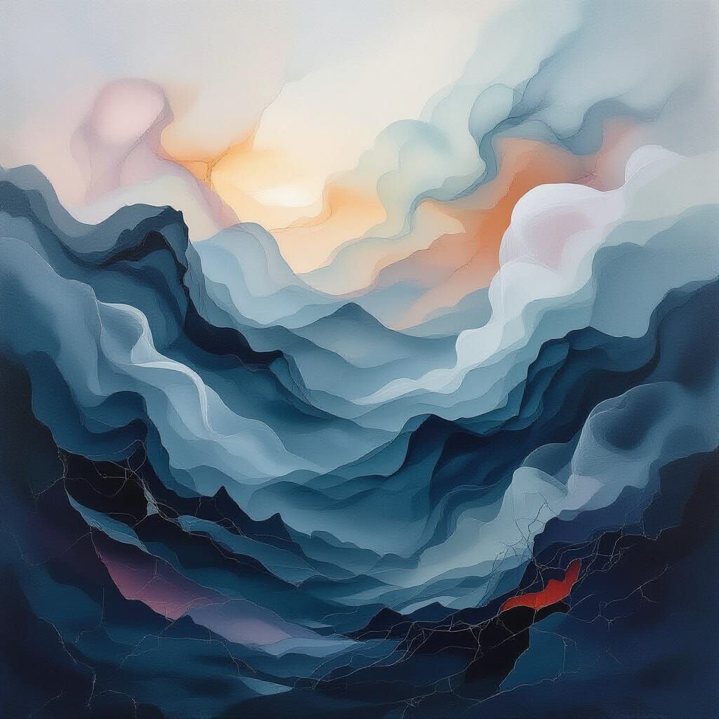 Abstract Sorrow: A Surreal Lament in Indigo and Crimson