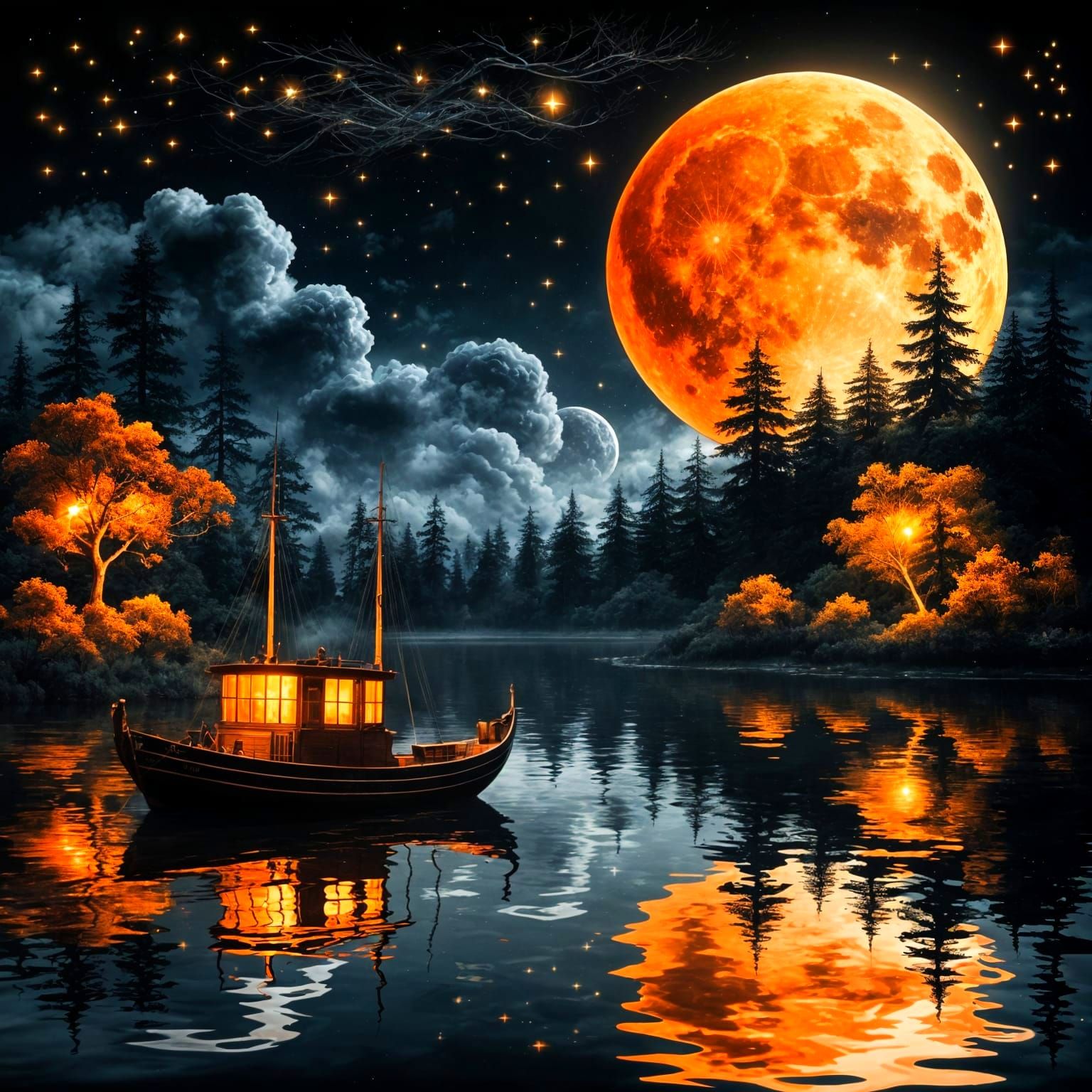 Night landscape in black and orange tones  by @KarenK