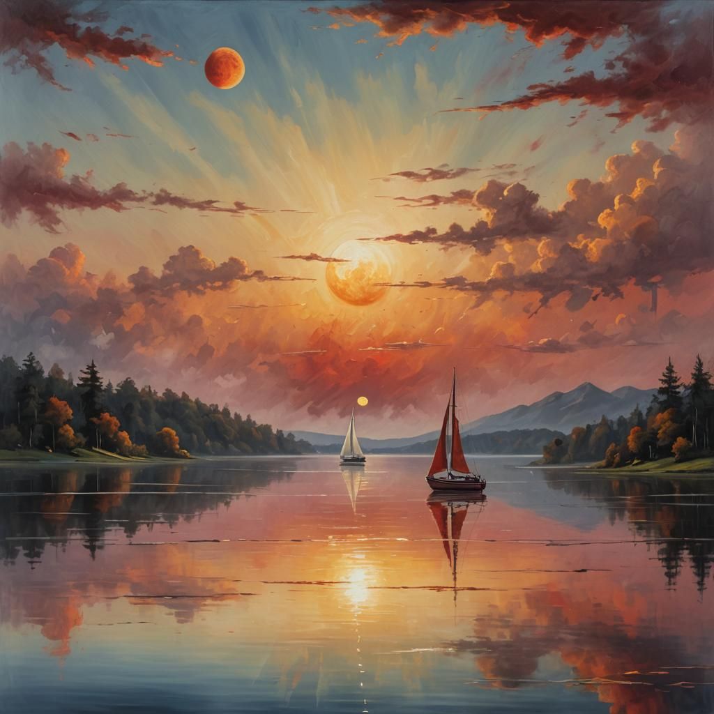 Sailing on a lake  by @Larry_J_Rollason_ART