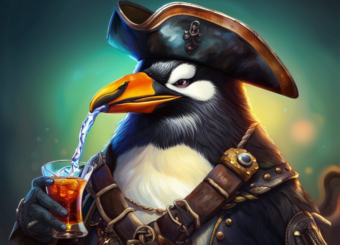 Pirate Pingu and His Glass of Rum