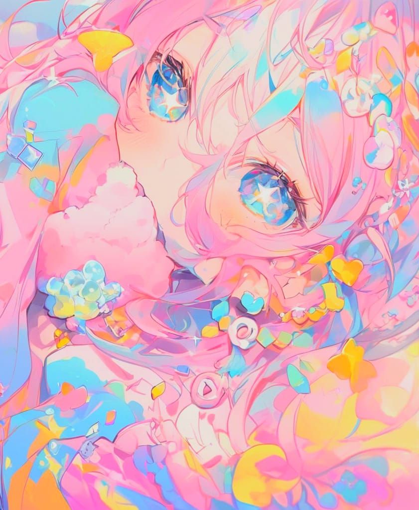 Kawaii Pastel Girl in Soft Anime Style