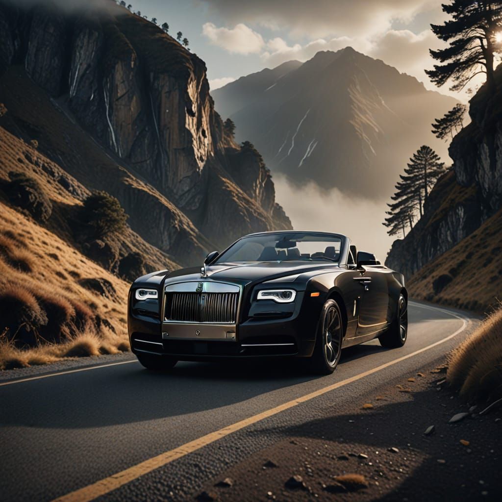 Luxury Rolls Royce Cable Car Suspended Over Misty Landscape