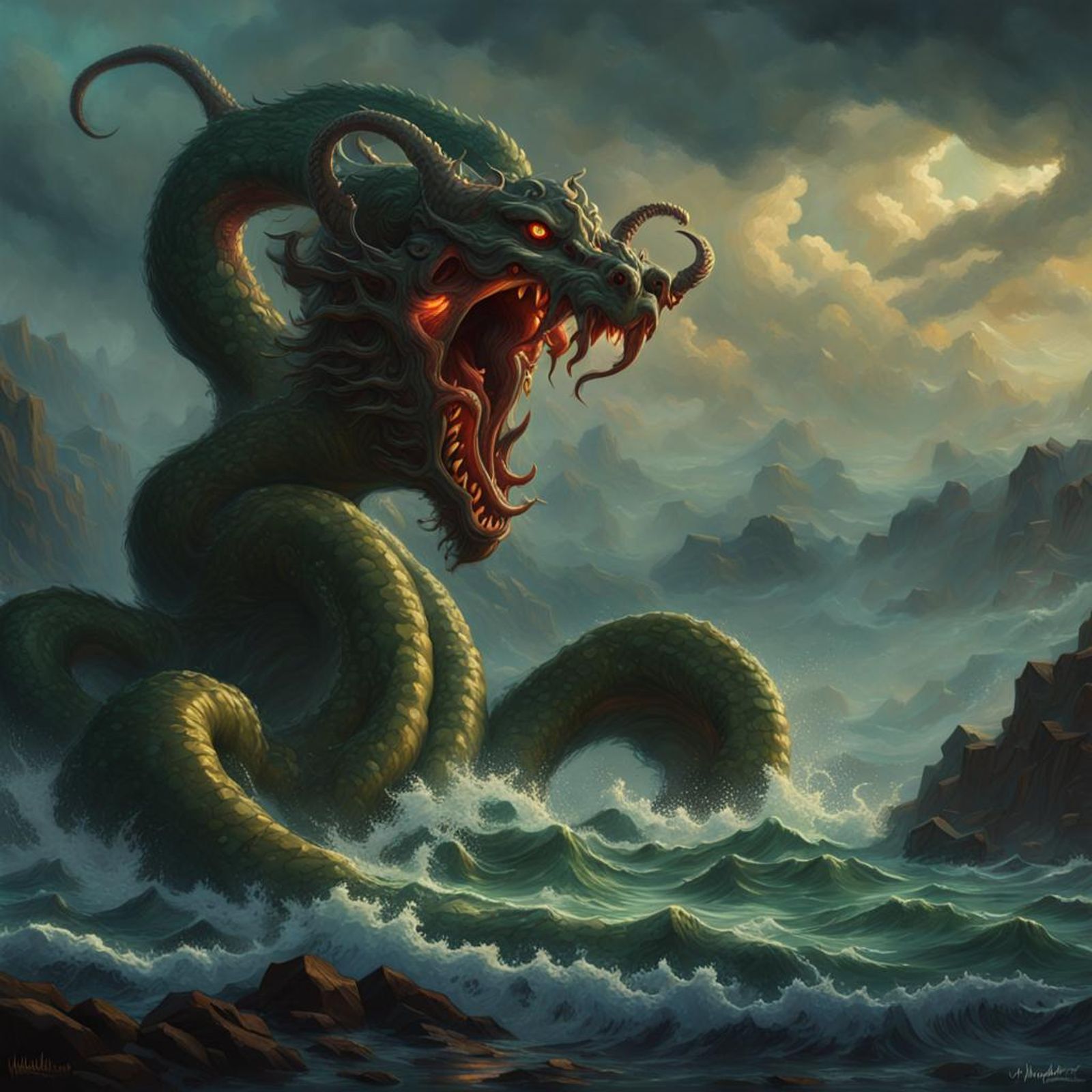 Demonic Hydra in The Sea - AI Generated Artwork - NightCafe Creator