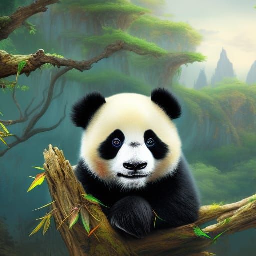 Cute panda cub  by @TheArtMaster