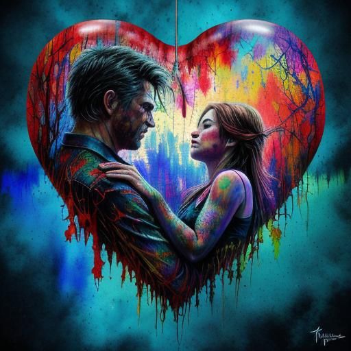 Lovers' Descent: 2.5D Realism in Watercolor Style