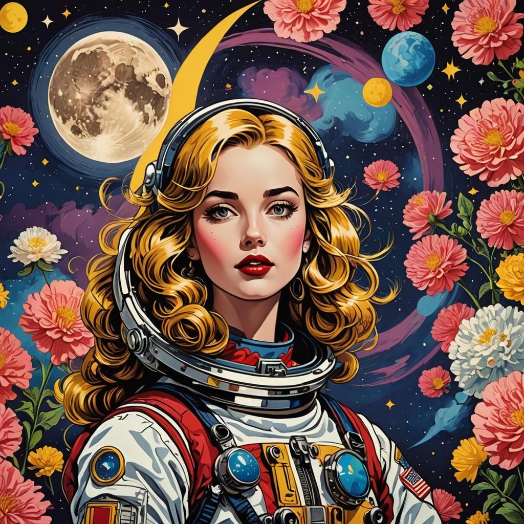 colored pop art in the style of Roy Lichtenstein, cute alice...