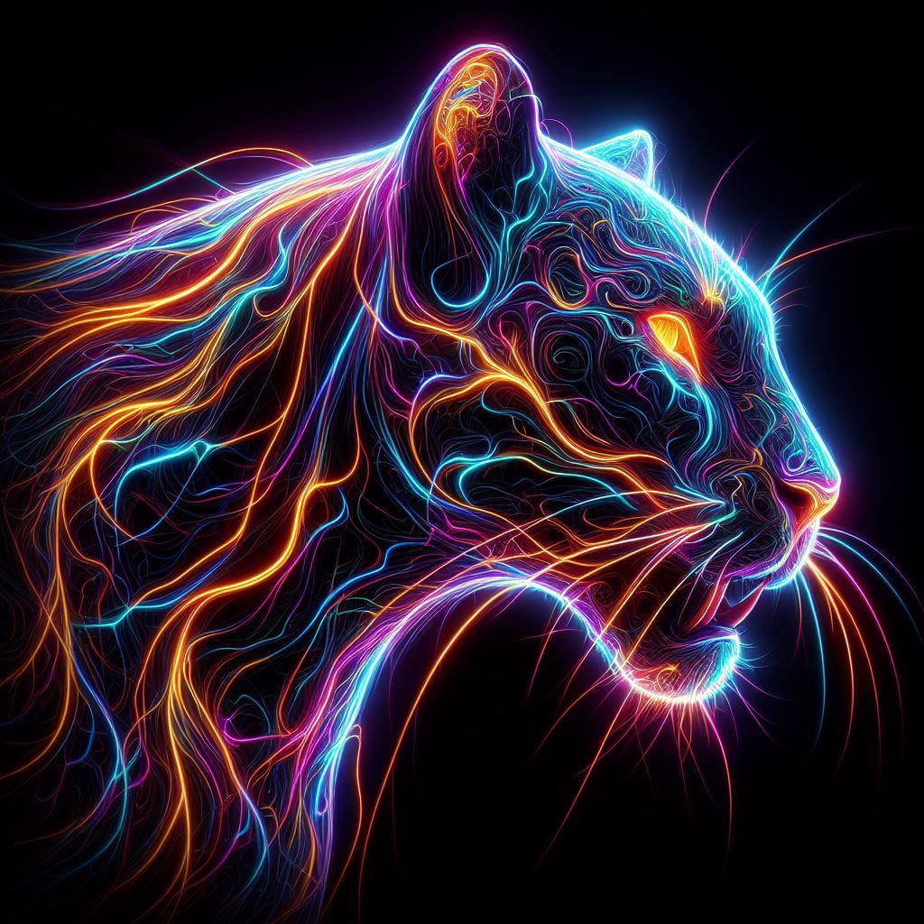 Panther in neon colors - AI Generated Artwork - NightCafe Creator