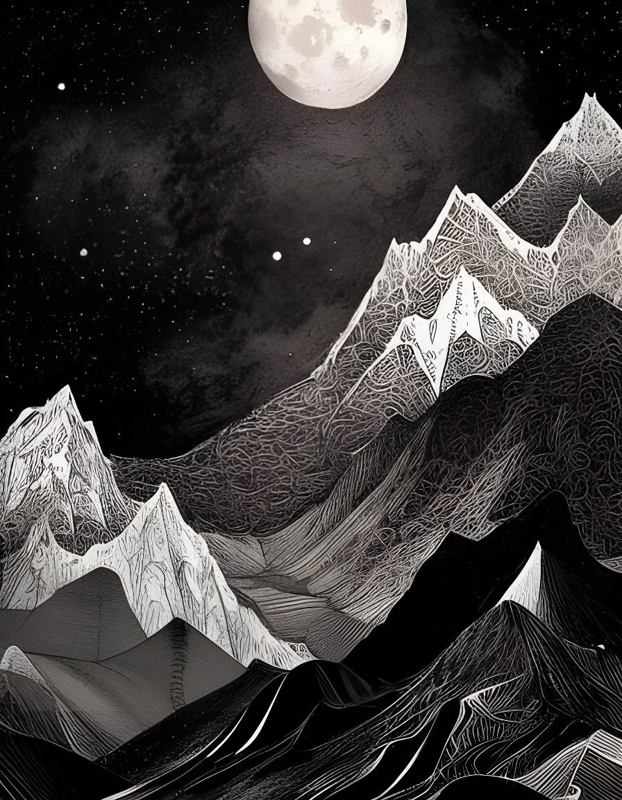 Mountainscape Ink Drawing - AI Generated Artwork - NightCafe Creator