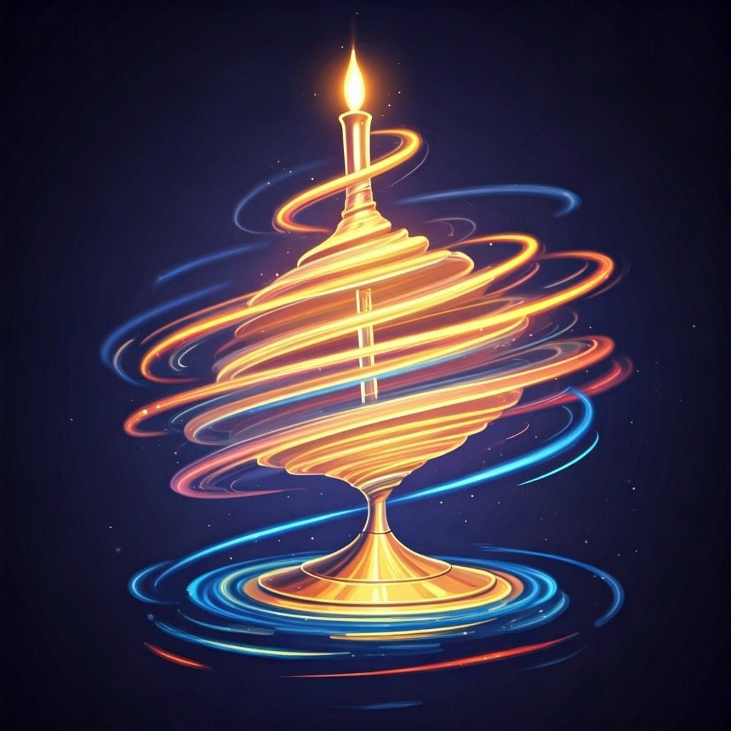 Majestic Hanukkah Menorah in Vibrant Anime-Inspired Style