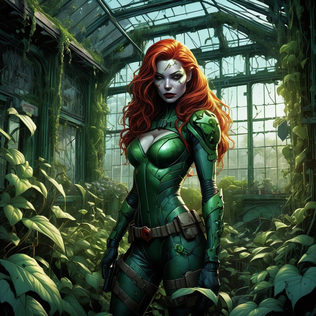 Poison Ivy in her secret lair greenhouse  by @Peardrop