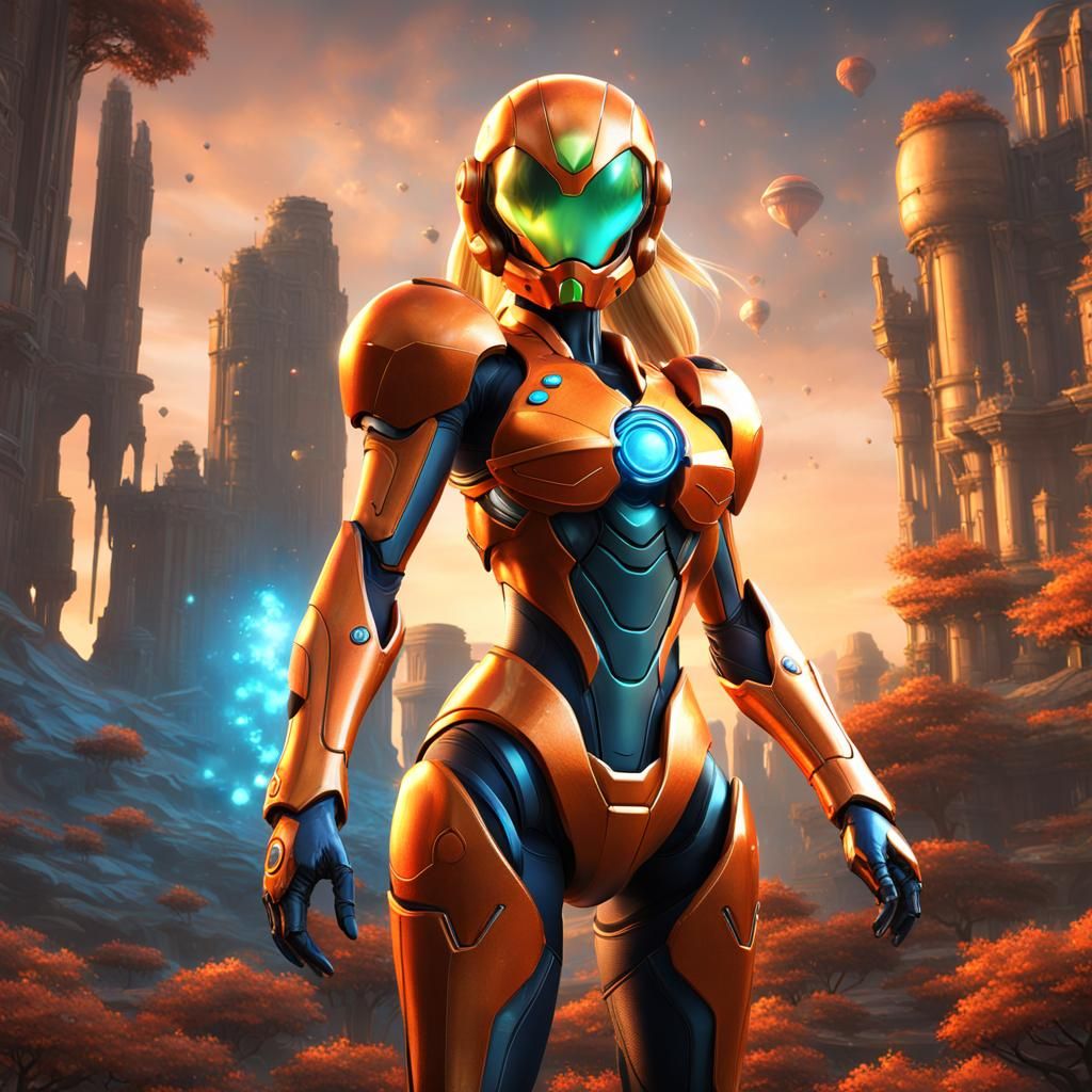 Zero suit Samus from Metroid in a Orange bra Design