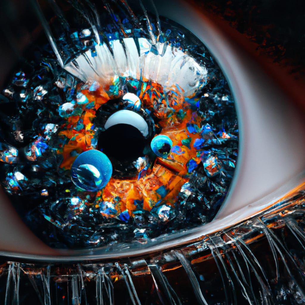 Bejeweled Eyeball Close-Up: Ethereal Holographic Masterpiece