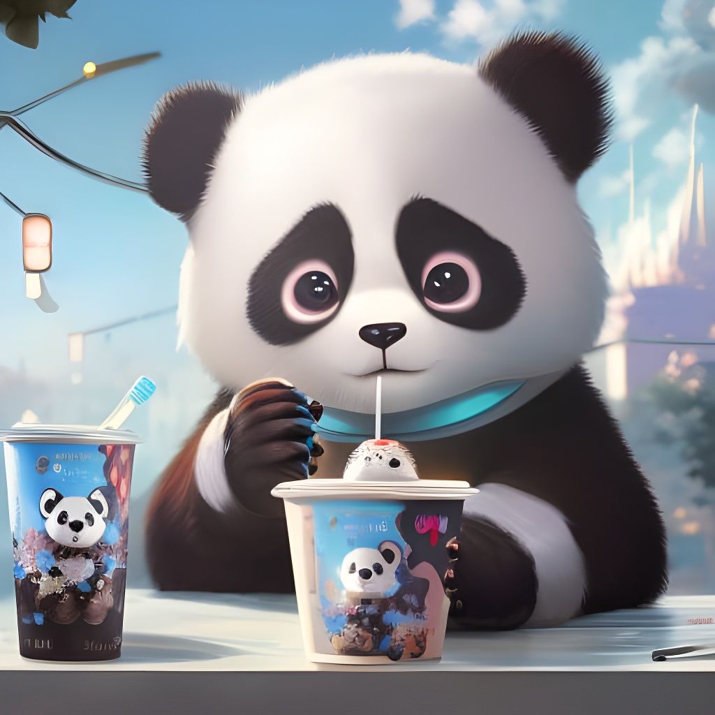 Panda drinking a panda drink - AI Generated Artwork - NightCafe Creator