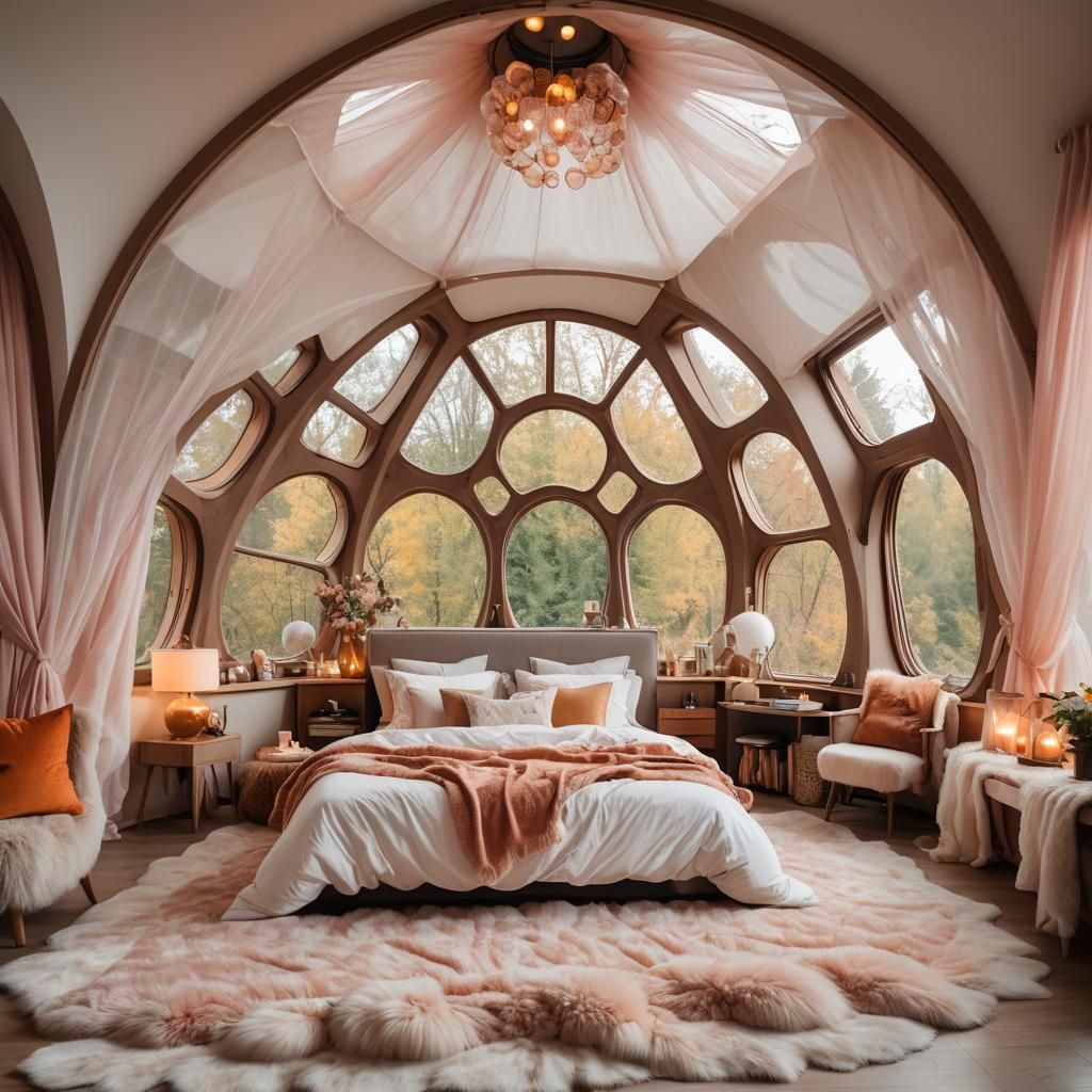 Bedroom with Dome Windows in Natural Lighting