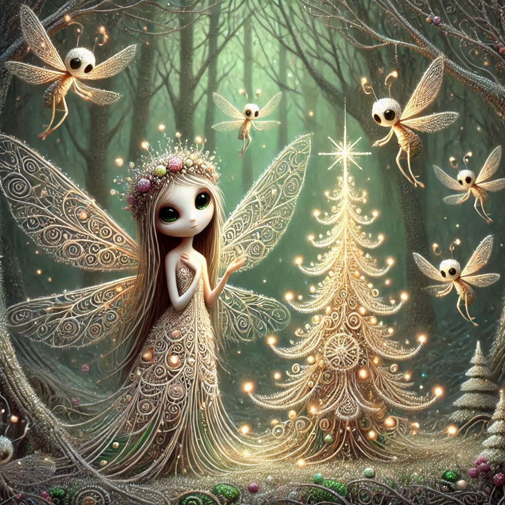 Cute elementals celebrating christmas