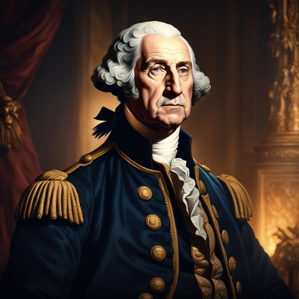 Hyper realistic portrait of George Washington in Rembrandt s...