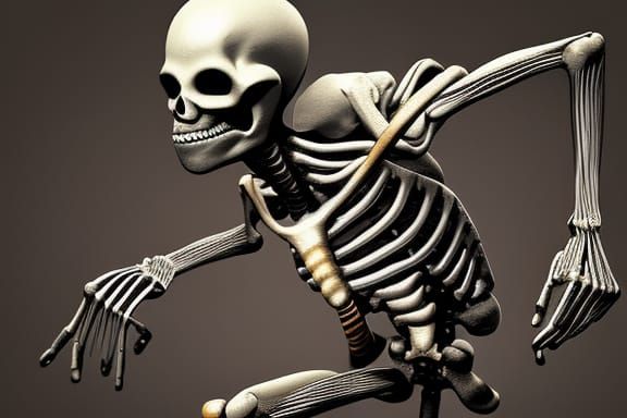 Running skeleton. HDR detailed painting photorealistic detai...