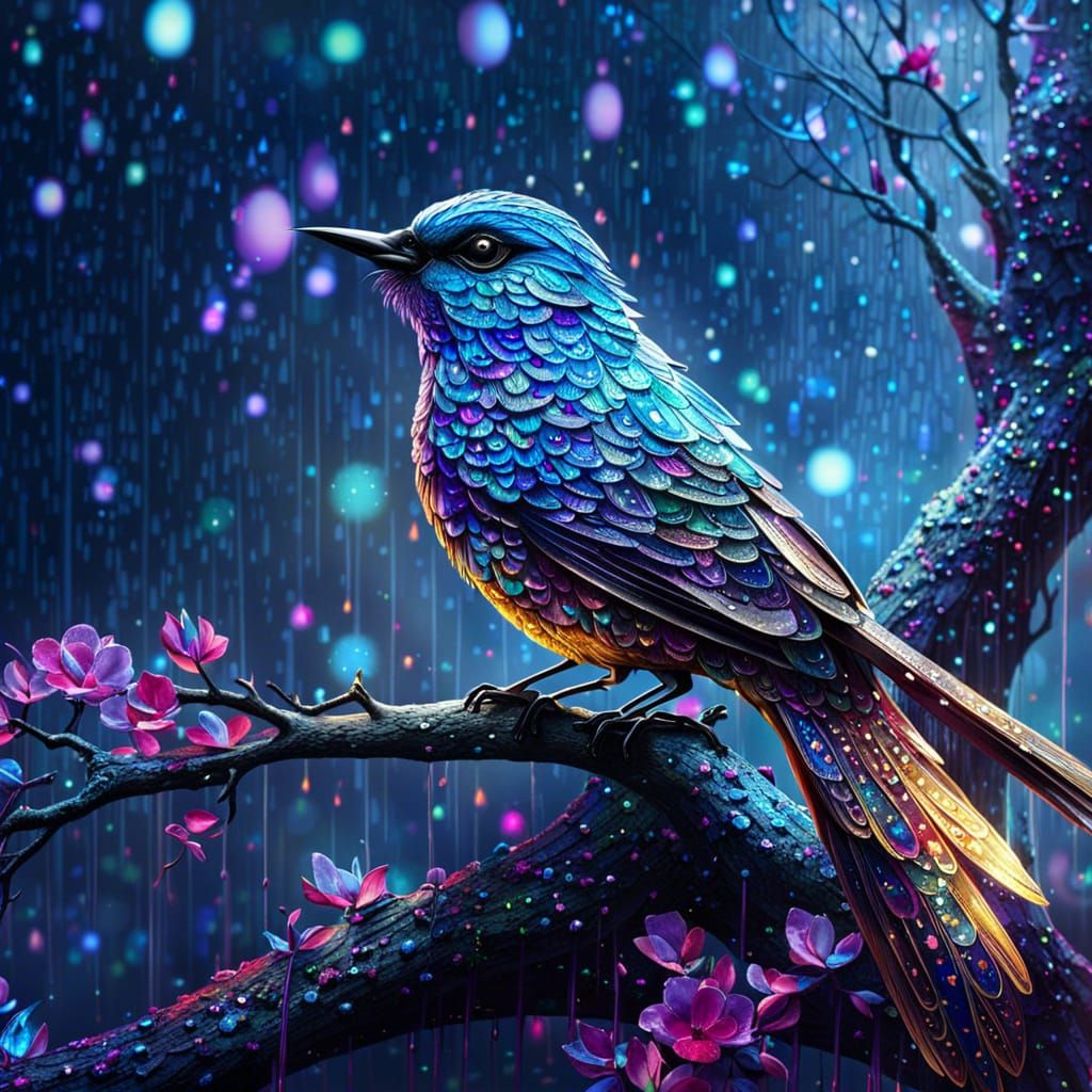 colorful glitter bird  by @Castorix