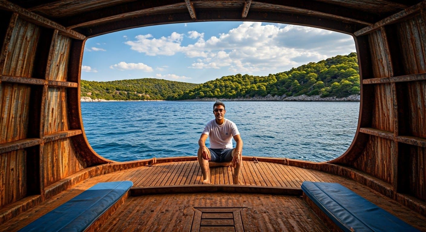 A man sitting in a boat