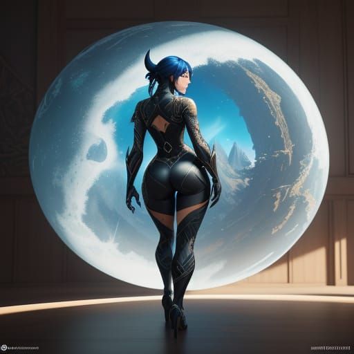 Sensual Anime Goddess in 3D Cyberpunk Style
