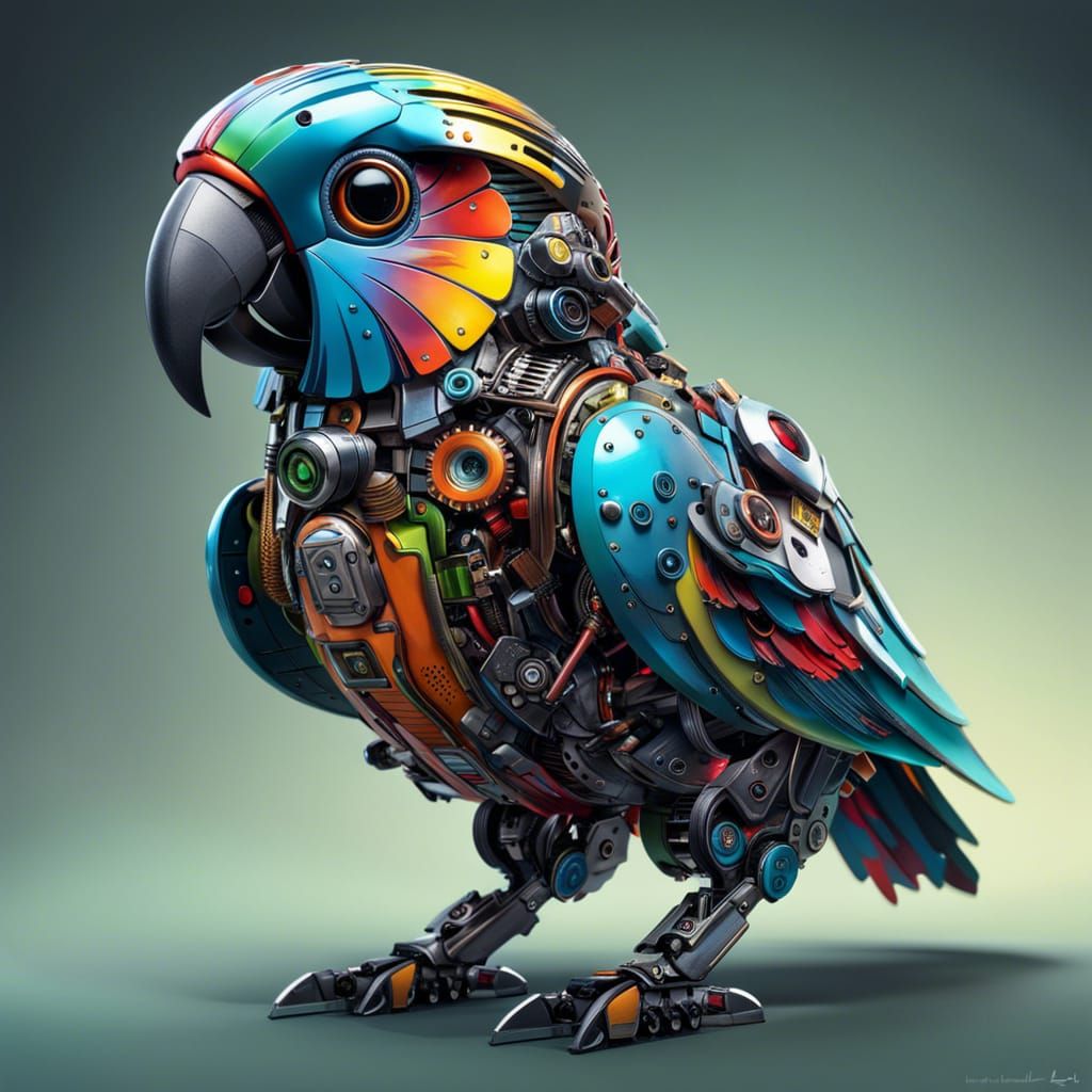 Futuristic Robot Parrot - AI Generated Artwork - NightCafe Creator