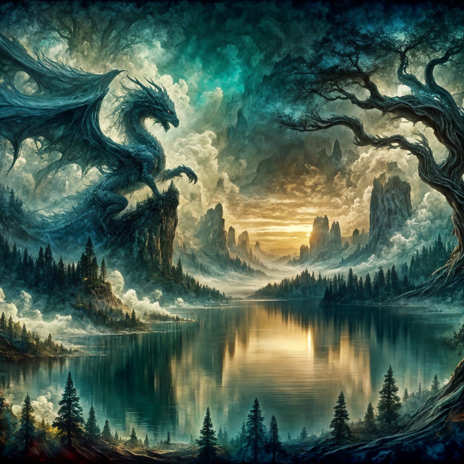 Emerald Bay Dragon  by @Darcryss