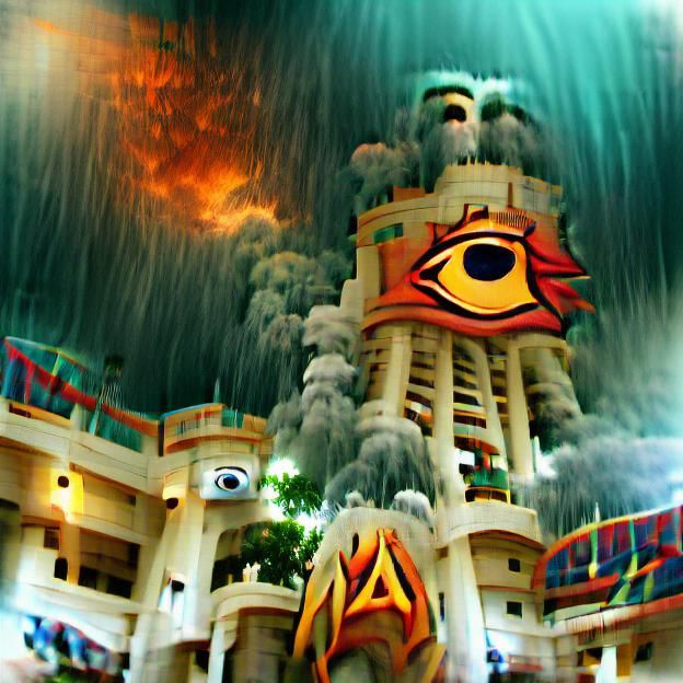 The towering eye of madness raining fire upon atlantis