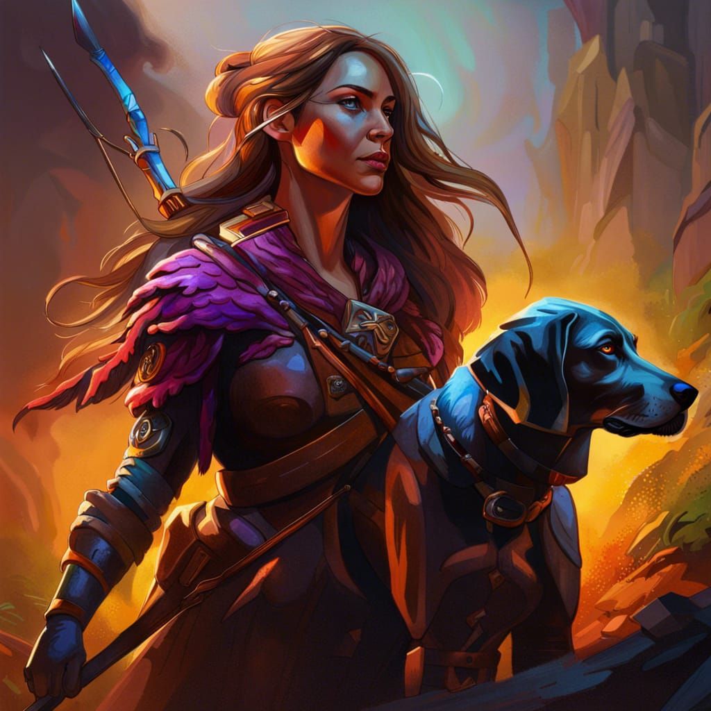 huntress and her hound
