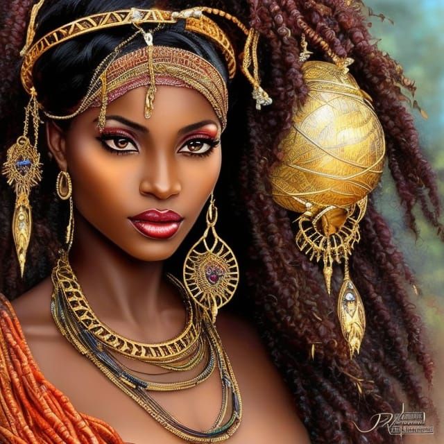 beautiful portrait of african enchantress - AI Generated Artwork ...