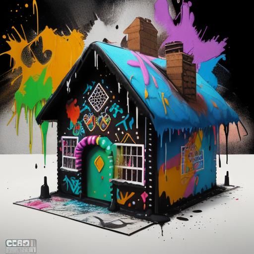 Gingerbread house black background - AI Generated Artwork - NightCafe