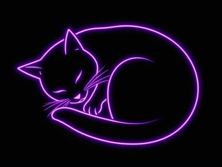 Minimal line art. sleeping cat..  by @Ylona