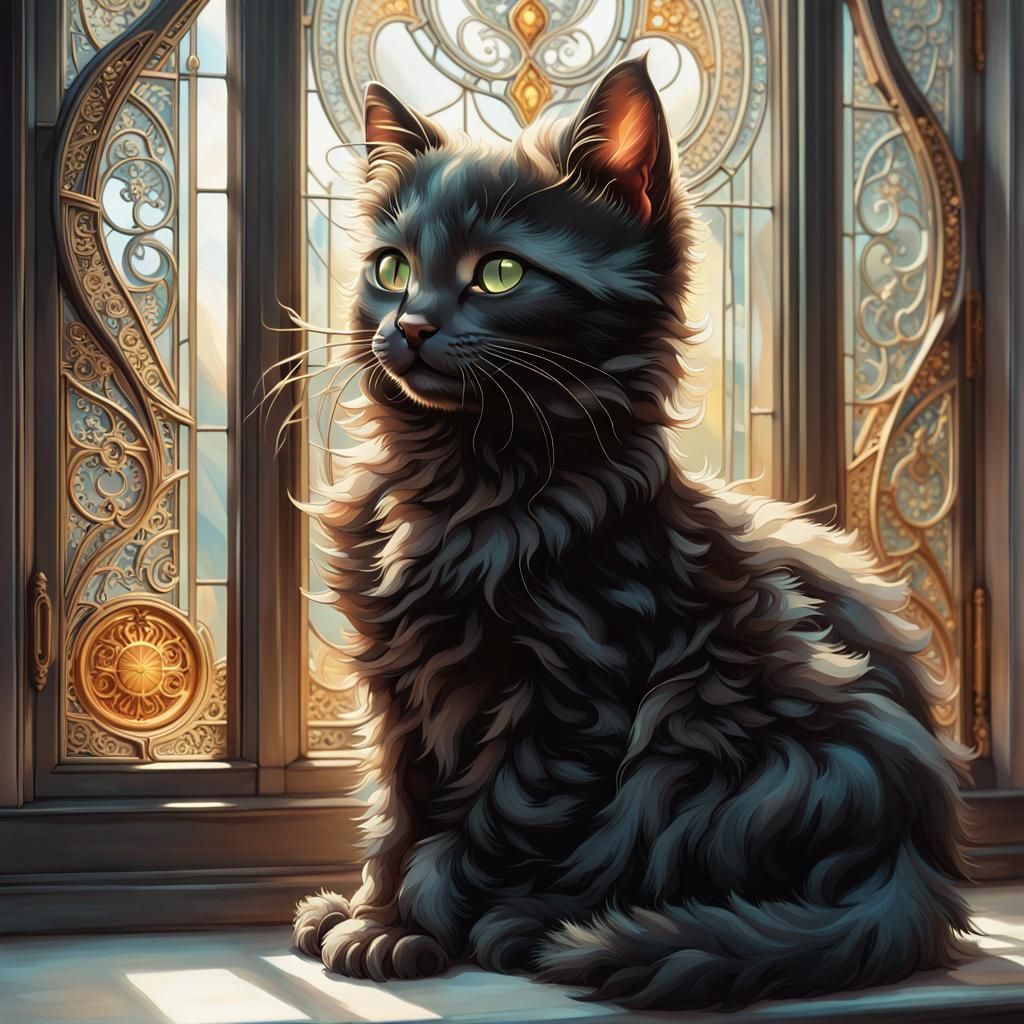 Black Cat in the Window  by @Atlaxa