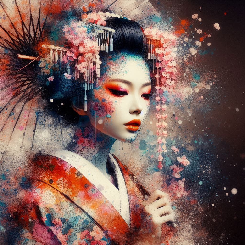 double exposure beautiful fantasy DALL-E 3 portrait landscap...