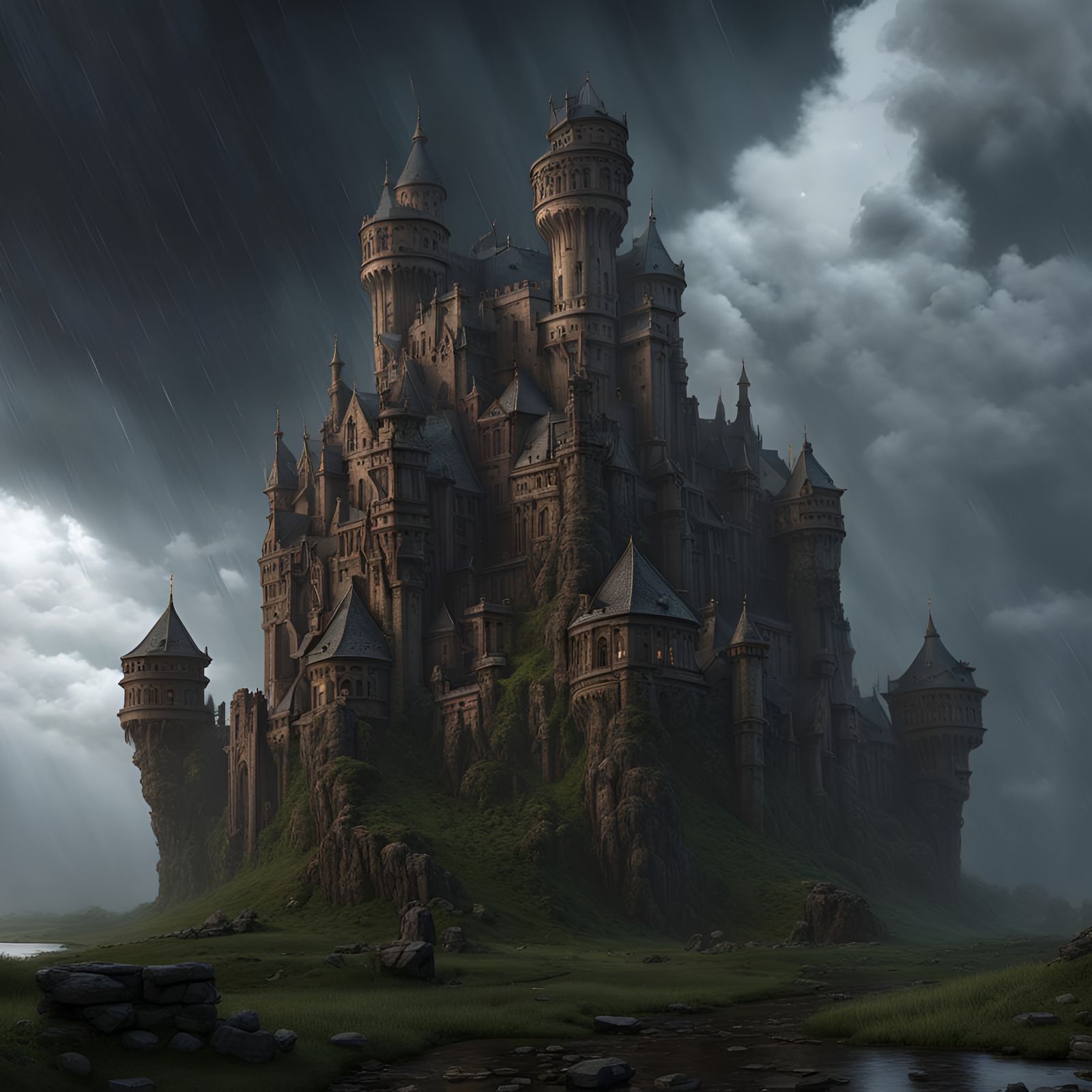 A large castle with huge columns appeared in the sky in a terrifying ...