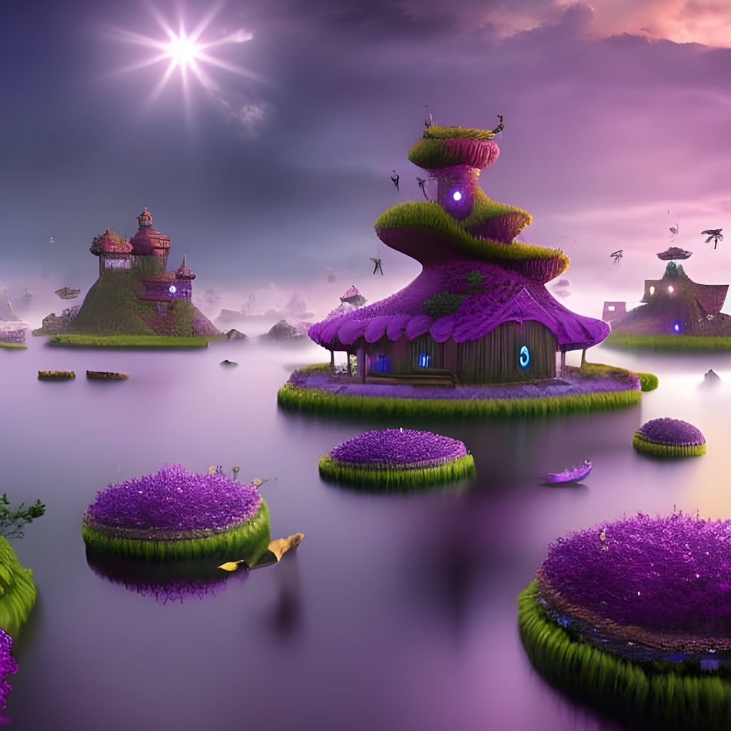 Purple Town - AI Generated Artwork - NightCafe Creator