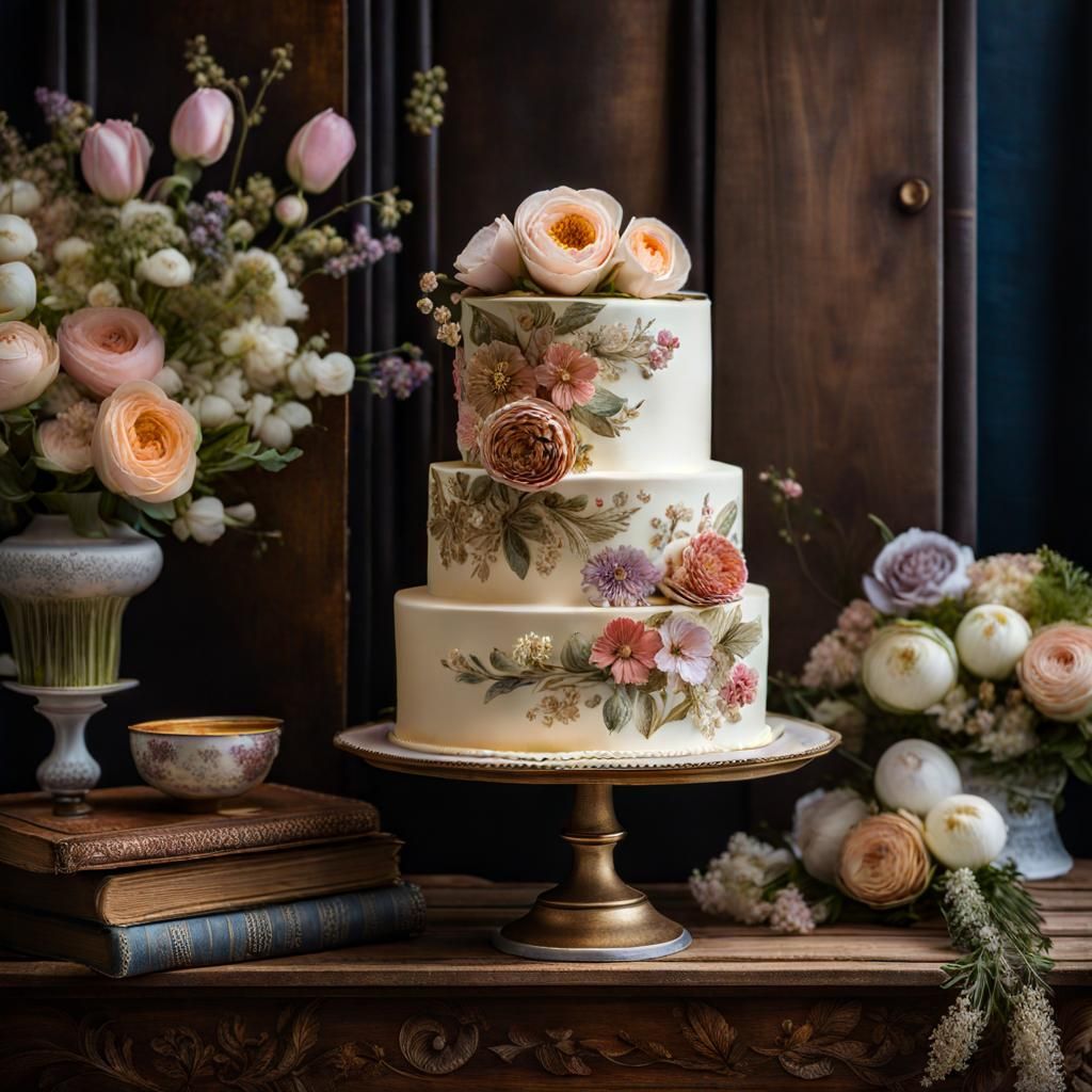 simple, vintage wedding cake