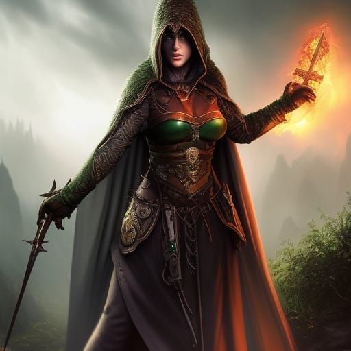 Green hooded druid runestone - AI Generated Artwork - NightCafe Creator