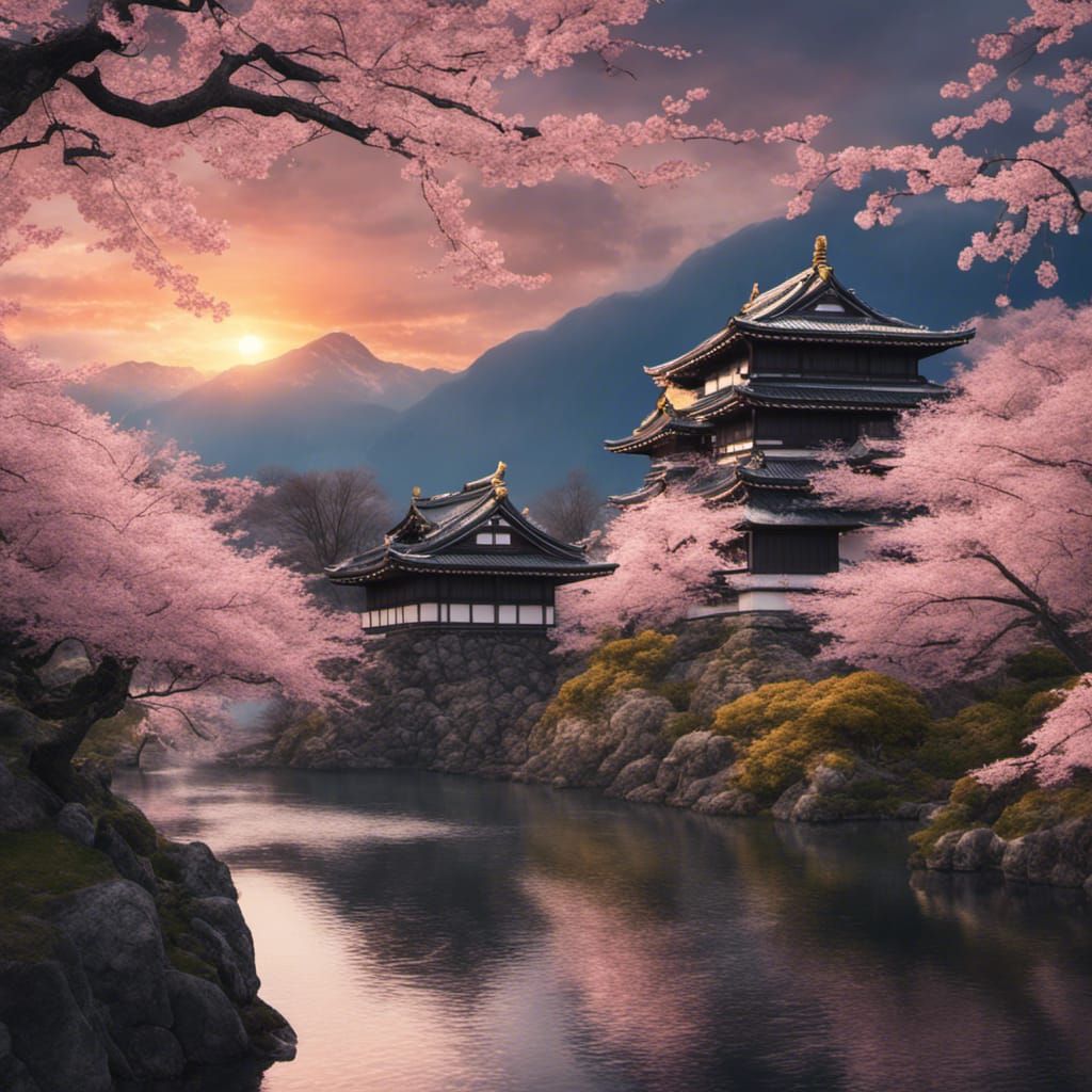 Japanese Castle at sunset